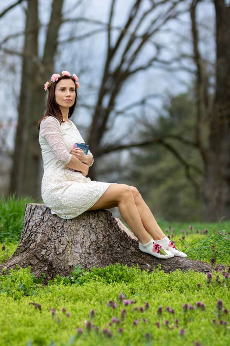 Sosete Scurte din Bambus cu Orhidee Ecru [6]