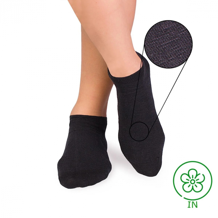 Sosete scurte din in si bumbac LINEN SNEAKER SOCKS Antracit [2]