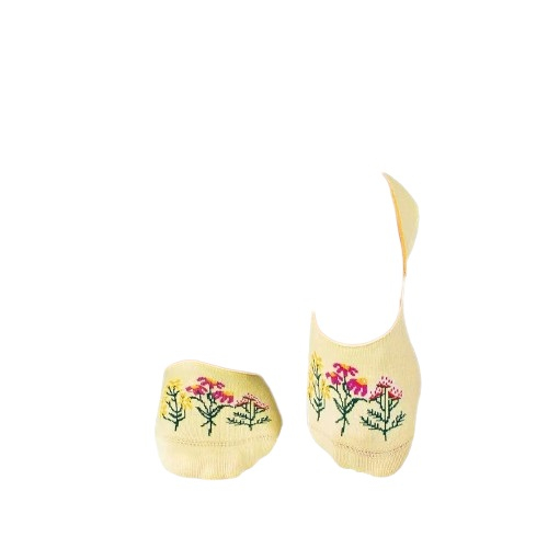 Sosete tip talpici din bumbac, model floral, Galben [4]