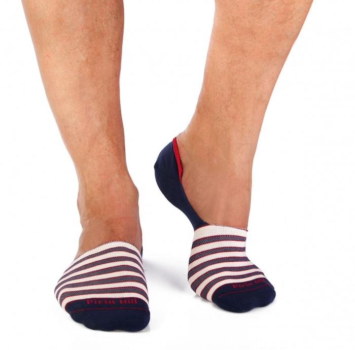 Sosete tip talpici INVISIBLE ORGANIC SOCKS Lines Navy Blue [4]