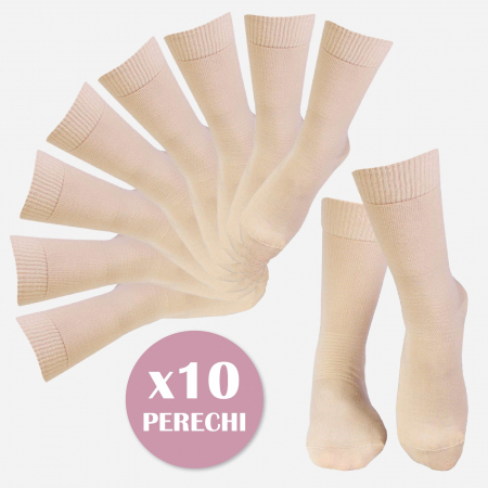 Gift Box-uri Casual - 10 perechi de sosete pentru diabetici cu compresie scazuta Bej