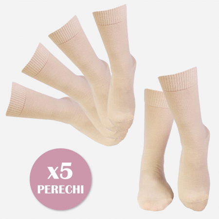 Gift Box-uri Casual - 5 perechi de sosete pentru diabetici cu compresie scazuta Bej