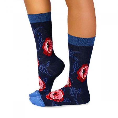 Flori - Sosete bambus FINE BAMBOO Flowers DARK BLUE