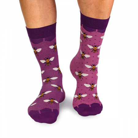 Sosete bambus FINE BAMBOO Bees - Purple [2]
