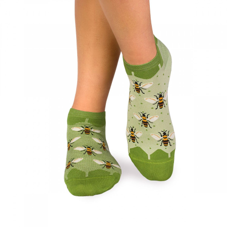 Animale - Sosete scurte bambus FINE BAMBOO Sneaker Bees - Green