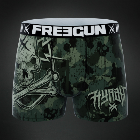 Lenjerie intima barbati - Boxeri pentru barbati cu imprimeu de camuflaj tribal craniu Hyraw Blazon Camo
