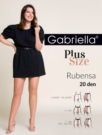 Ciorapi clasici subtiri - Ciorapi dama Gabriella marimi mari cu chilot intarit Rubensa Plus Size 20 den