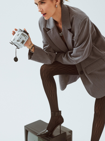 Sosete Dama - Ciorapi Reyna groși cu model în zig-zag