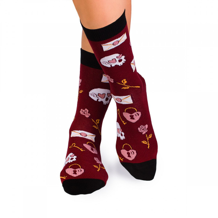 Dragoste - Sosete bumbac Colour Cotton Socks ST VALENTINE'S DAY Bordeaux