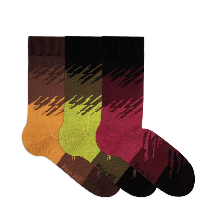 Gift Box-uri Casual - Cutie cu 3 Perechi de Șosete cu 98% Bumbac Tușe Artistice - Vișiniu, Maro, Khaki