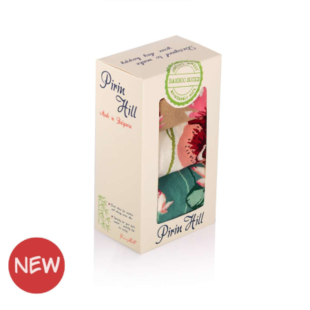 Gift Box - Pachete si Cutii cu Sosete - Cutie cu 3 Perechi de Șosete Fine din Bambus Flori
