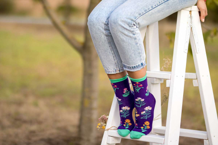 Cutie cu 3 perechi de șosete Fine din Bumbac organic cu model floral culori închise [3]