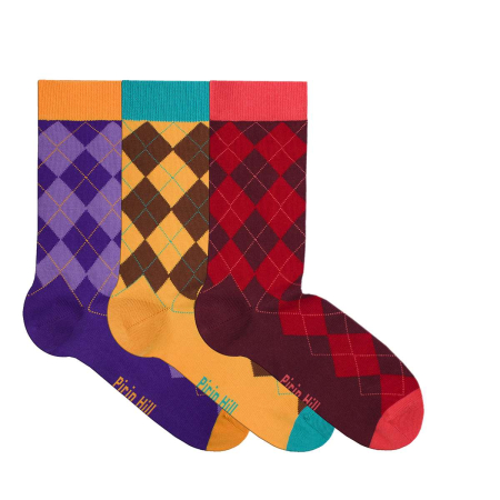 Gift Box-uri Casual - Cutie cu 3 perechi șosete colorate din bumbac forme geometrice