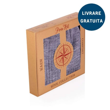 Gift Box-uri Casual - Cutie cu căciulă, fular și șosete din Lână Merinos Gri
