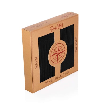 Produse - Cutie cu căciulă, fular și șosete din Lână Merinos Negru