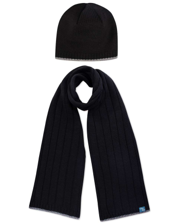 Produse - Cutie cu căciulă, fular și șosete din Lână Merinos Negru