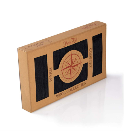 Gift Box-uri Casual - Cutie cu căciulă, fular și șosete din Lână Merinos Negru