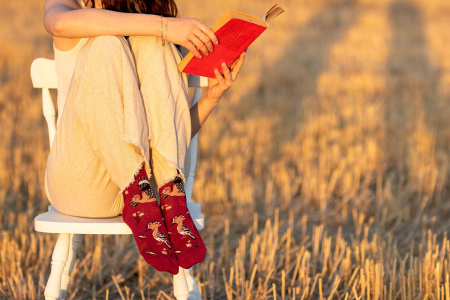 Cutie Lux cu 5 Perechi de Șosete Fine din Bambus cu Flori și Păsări [5]