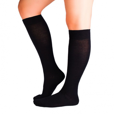 Sosete lungi 3/4 dama - Sosete fine lungi 3/4 din Lână Negru