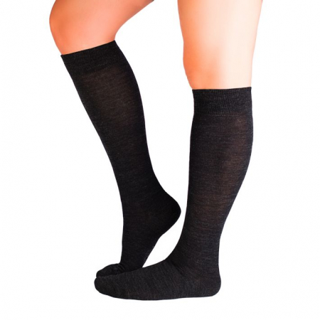 Sosete lungi 3/4 dama - Sosete fine lungi 3/4 din Lână Antracit