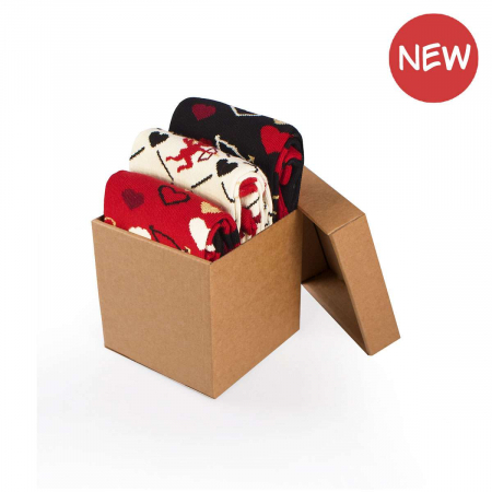 Dragoste - Set 3 perechi de sosete bumbac organic cu inimioare Colour Cotton Amore