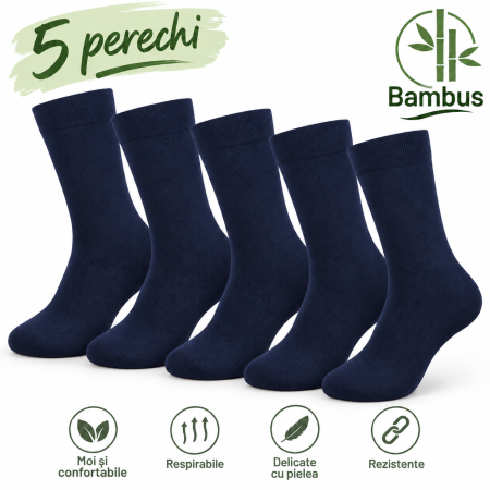 Gift Box - Pachete si Cutii cu Sosete - Set 5 Perechi Șosete Bambus Premium Albastru Inchis