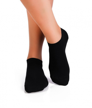 Sosete scurte copii - Sosete scurte bambus FINE BAMBOO Sneaker BLACK