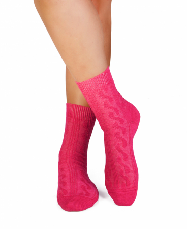 Merino Warm - Șosete groase din Lână Braid Fuchsia