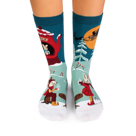 Sosete Copii - Șosete Arty Socks de Crăciun din bumbac Iepurasi Verde