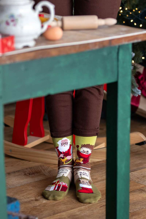 Șosete Arty Socks de Crăciun din bumbac Moș Crăciun Verde pal [2]