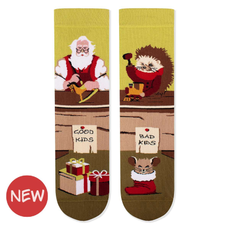 Sosete Copii - Șosete Arty Socks de Crăciun din bumbac Moș Crăciun Verde pal