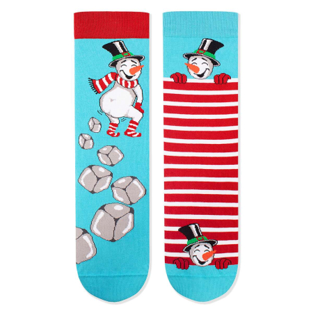 Craciun - Șosete Arty Socks de Crăciun din bumbac Om de Zăpadă Vesel Turcoaz