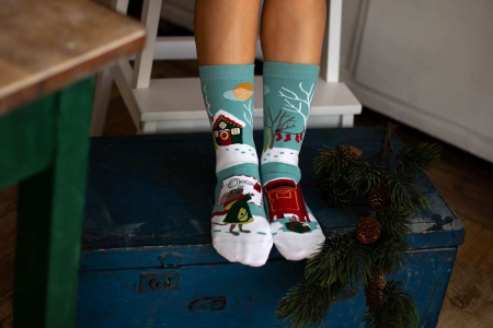 Șosete Arty Socks de Crăciun din bumbac Șoricel Turcoaz [3]