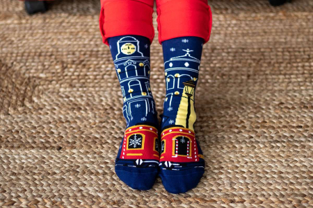 Șosete Arty Socks de Crăciun din bumbac Tramvai Albastru [3]