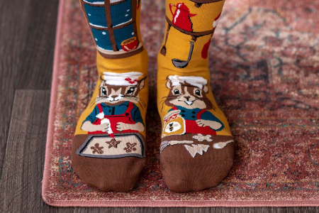 Șosete Arty Socks de Crăciun din bumbac Veverița Cofetar Mustar [3]