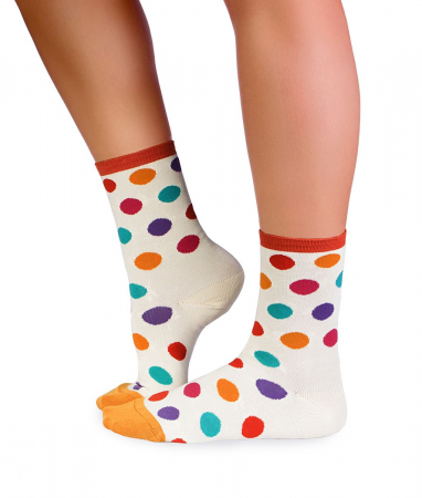 Sosete casual femei - Sosete bambus buline White Clown