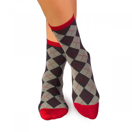 Dungi, buline si romburi - Sosete bambus COMFORT FEET Argyle Anthracite Grey
