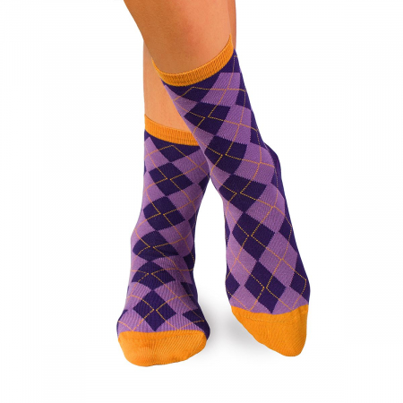 Dungi, buline si romburi - Sosete bambus COMFORT FEET Argyle Purple Light
