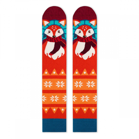 Sosete lungi 3/4 dama - Sosete bambus de craciun Comfort Feet 3/4 Knee High Socks CHRISTMAS Fox