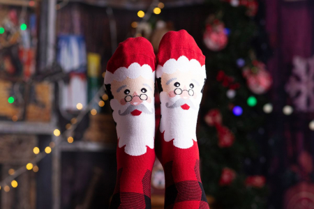 Sosete lungi 3/4 dama - Sosete bambus de craciun Comfort Feet 3/4 Knee High Socks CHRISTMAS Santa Claus