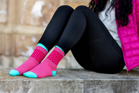 Sosete bambus FINE BAMBOO buline si dungi cutie 3 buc. verde albastru fucsia [2]
