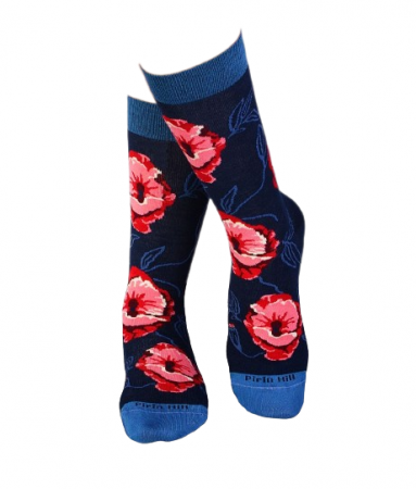 Sosete bambus FINE BAMBOO Flowers DARK BLUE [5]