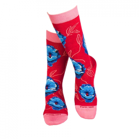 Sosete bambus FINE BAMBOO Flowers RED [5]