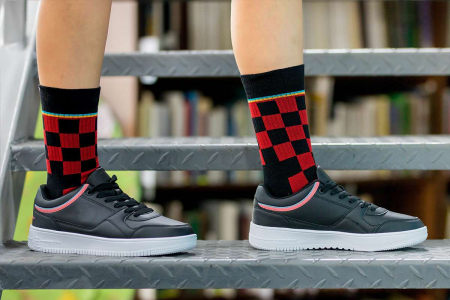 Sosete Drumetie - Sosete bumbac Active Lifestyle Socks Squares Rosu Negru