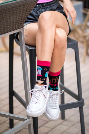Sosete bumbac Arty Socks Coffee negru magenta [2]