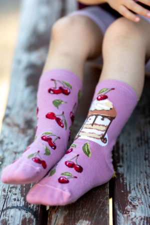 Șosete bumbac  Arty Socks cu Cireșe Roz [2]