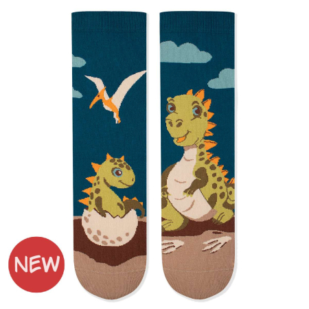 Sosete amuzante femei - Șosete bumbac  Arty Socks cu Dinozaur Verde