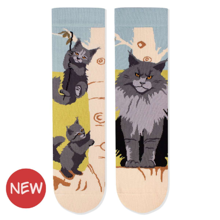 Produse - Șosete bumbac Arty Socks cu Pisici Maine Coon Albastru
