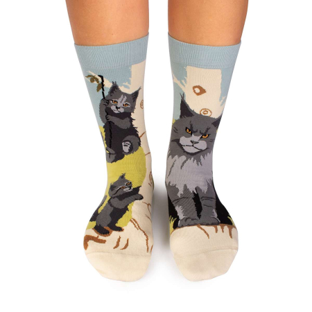 Produse - Șosete bumbac Arty Socks cu Pisici Maine Coon Albastru