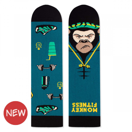 Animale - Sosete bumbac Arty Socks Maimuta Fitness Guru Turcoaz